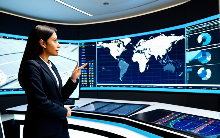 A professional Arab businesswoman in a modest business suit and a male engineer in professional, smart-casual attire. They are standing in a high-tech motorsport control room, filled with large digital screens displaying race data and economic projections, with a panoramic view of a modern, world-class race track under a clear sky. The businesswoman is gesturing towards a screen, engaged in a discussion with the engineer, both looking attentive and focused. Professional corporate photography, vibrant, crisp detail, bright lighting, realistic rendering, safe for work, appropriate content, fully clothed, professional, modest clothing, appropriate attire, professional dress, perfect anatomy, correct proportions, natural pose, well-formed hands, proper finger count, natural body proportions.