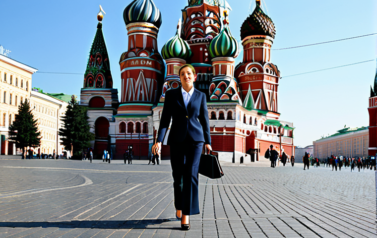 Modern Moscow Professional**

"A professional woman in a stylish, modest business suit walking through Red Square in Moscow, Russia. The background features St. Basil's Cathedral and a clear, sunny sky. Fully clothed, appropriate attire, safe for work, professional, perfect anatomy, correct proportions, natural pose, well-formed hands, proper finger count, natural body proportions, high resolution, realistic rendering."

**