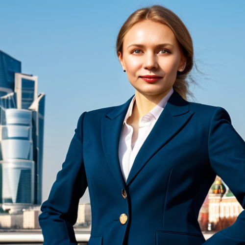 **

A successful Russian businesswoman in a stylish, tailored business suit, standing confidently in front of the Moscow City skyline. Fully clothed, appropriate attire, safe for work. Perfect anatomy, correct proportions, natural pose, professional photography, high quality. Modern architecture, clear sky, optimistic mood. Focus on professionalism and success in a Russian context.

**