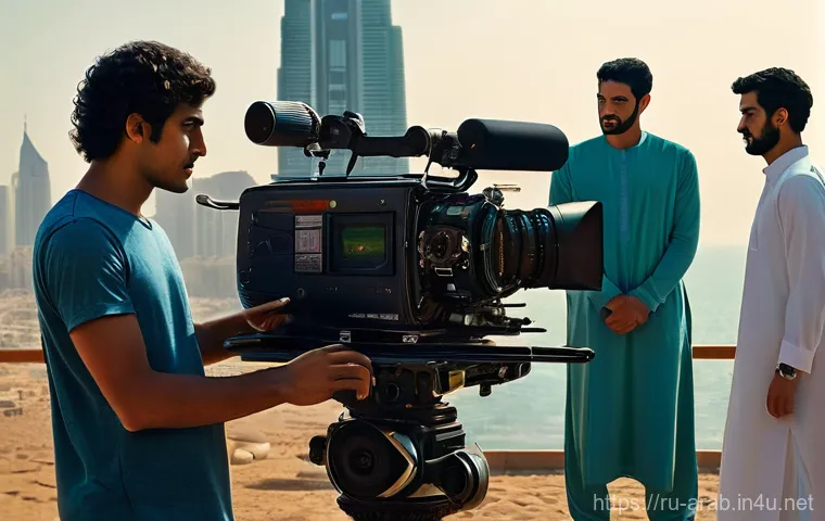 아랍어로 유명한 영화 - **Prompt 1: "A bustling, vibrant film set in a modern Arab city, capturing the diverse genres of con...