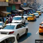 Home 19 아랍어권에서의 교통 문화 - A bustling urban street scene in Cairo, Egypt, during daytime showing a diverse mix of vehicles incl...